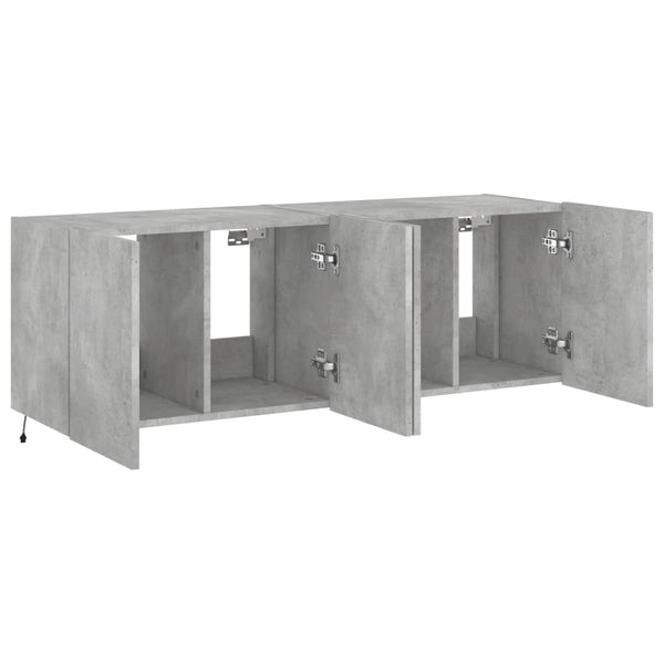 Betongraue TV-Wandschränke mit LED-Beleuchtung Genutu 60x35x41cm (2 St.)