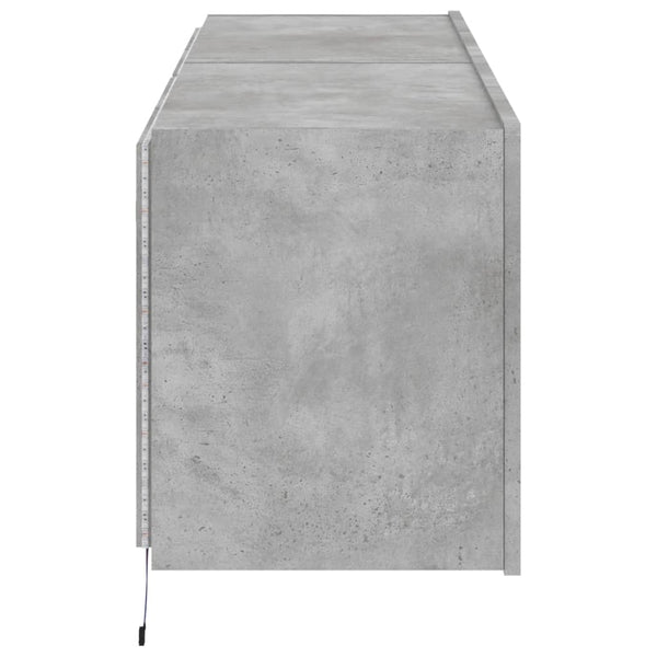 Betongraue TV-Wandschränke mit LED-Beleuchtung Genutu 60x35x41cm (2 St.)
