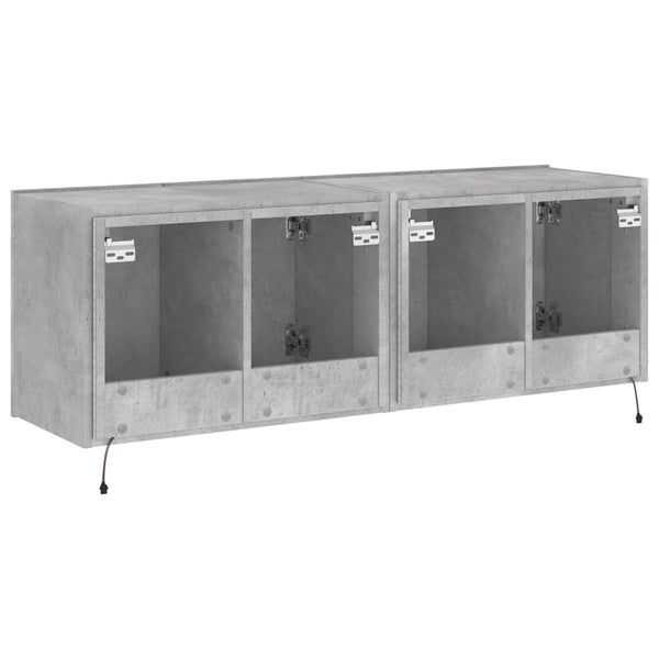 Betongraue TV-Wandschränke mit LED-Beleuchtung Genutu 60x35x41cm (2 St.)