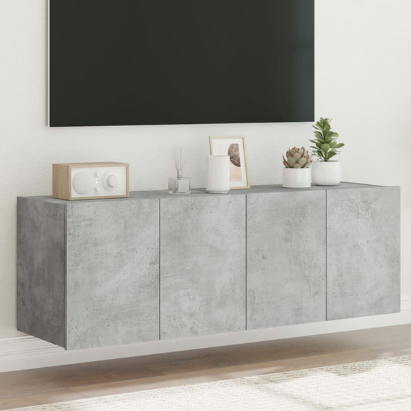 Betongraue TV-Wandschränke mit LED-Beleuchtung Genutu 60x35x41cm (2 St.)