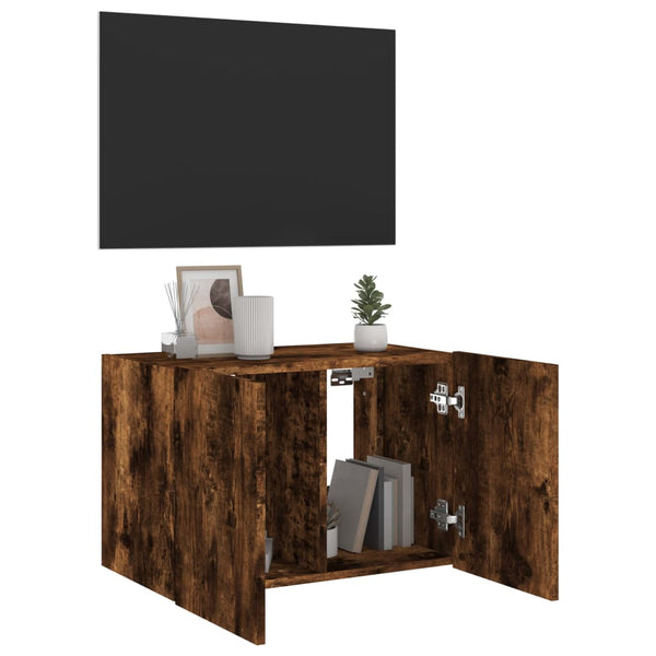 Räuchereiche TV-Wandkabinett Genutu 60x35x41cm (mit LED-Beleuchtung)