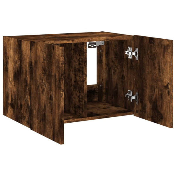 Räuchereiche TV-Wandkabinett Genutu 60x35x41cm (mit LED-Beleuchtung)