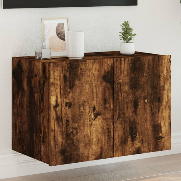 Räuchereiche TV-Wandkabinett Genutu 60x35x41cm (mit LED-Beleuchtung)