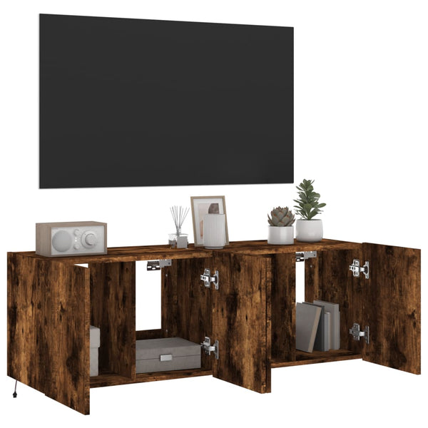 Savutammi tv-seinäkaapit Genutu 60x35x41cm (led-valoilla 2 kpl)