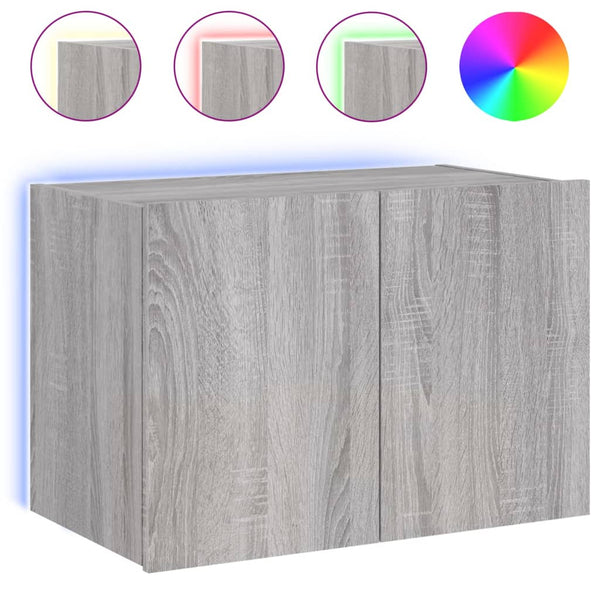 Harmaa tv-seinäkaappi Genutu 60x35x41cm (led-valoilla sonoma)