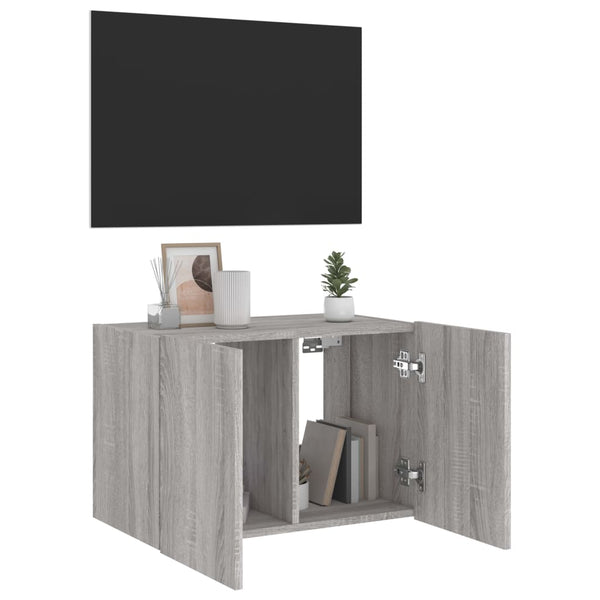 Harmaa tv-seinäkaappi Genutu 60x35x41cm (led-valoilla sonoma)