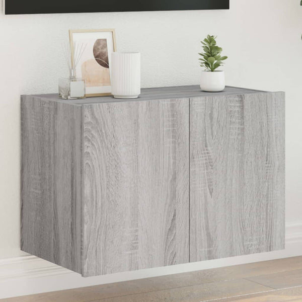 Harmaa tv-seinäkaappi Genutu 60x35x41cm (led-valoilla sonoma)