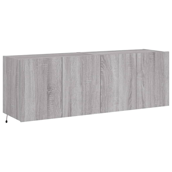 Graue TV-Wandschränke mit LED-Beleuchtung Genutu 60x35x41cm (2 Stück Sonoma)