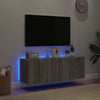 Graue TV-Wandschränke mit LED-Beleuchtung Genutu 60x35x41cm (2 Stück Sonoma)