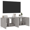 Graue TV-Wandschränke mit LED-Beleuchtung Genutu 60x35x41cm (2 Stück Sonoma)