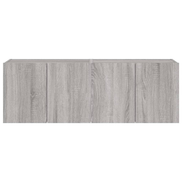 Graue TV-Wandschränke mit LED-Beleuchtung Genutu 60x35x41cm (2 Stück Sonoma)