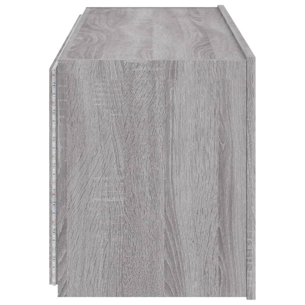 Graue TV-Wandschränke mit LED-Beleuchtung Genutu 60x35x41cm (2 Stück Sonoma)