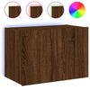 Brauner Eichenholz-TV-Wandschrank Genutu 60x35x41cm (mit LED-Beleuchtung)
