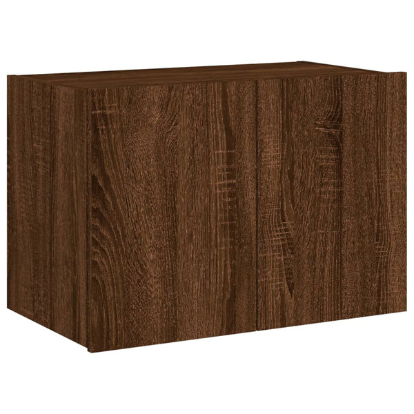 Brauner Eichenholz-TV-Wandschrank Genutu 60x35x41cm (mit LED-Beleuchtung)