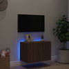 Brauner Eichenholz-TV-Wandschrank Genutu 60x35x41cm (mit LED-Beleuchtung)