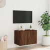 Brauner Eichenholz-TV-Wandschrank Genutu 60x35x41cm (mit LED-Beleuchtung)
