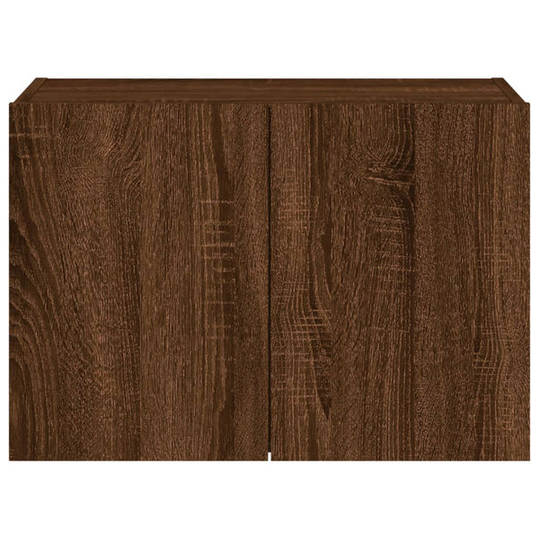 Brauner Eichenholz-TV-Wandschrank Genutu 60x35x41cm (mit LED-Beleuchtung)