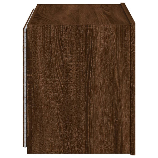 Brauner Eichenholz-TV-Wandschrank Genutu 60x35x41cm (mit LED-Beleuchtung)
