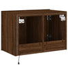 Brauner Eichenholz-TV-Wandschrank Genutu 60x35x41cm (mit LED-Beleuchtung)