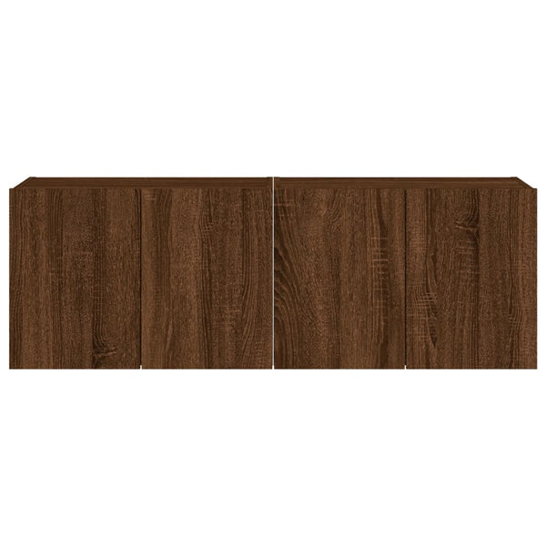 Braune Eiche TV-Wandschränke mit LED-Beleuchtung Genutu 60x35x41cm (2 Stück)