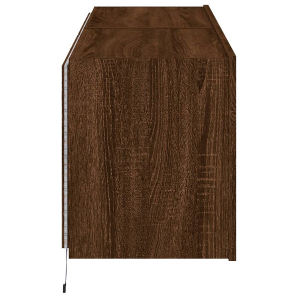 Braune Eiche TV-Wandschränke mit LED-Beleuchtung Genutu 60x35x41cm (2 Stück)