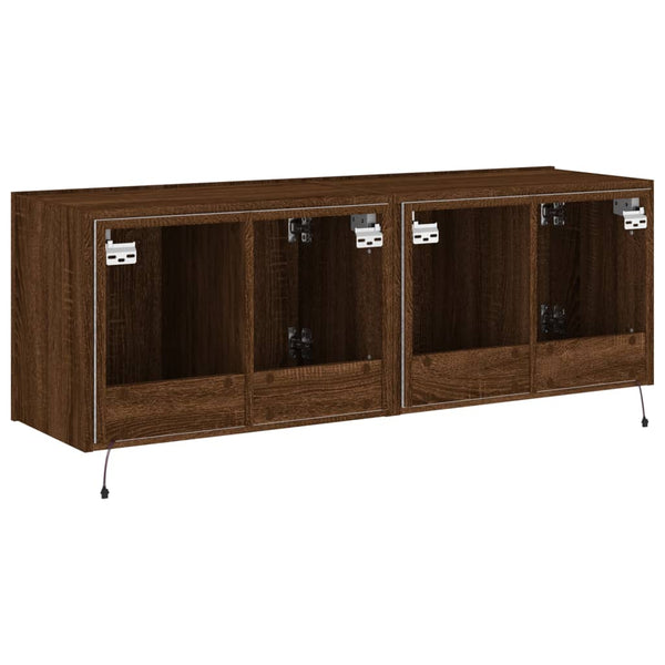 Braune Eiche TV-Wandschränke mit LED-Beleuchtung Genutu 60x35x41cm (2 Stück)