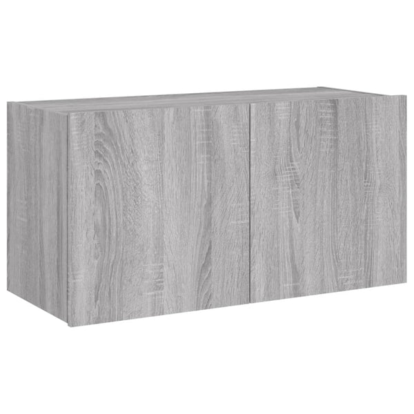 Grauer TV-Wandschrank Genutu 80x35x41cm (mit LED-Beleuchtung Sonoma)