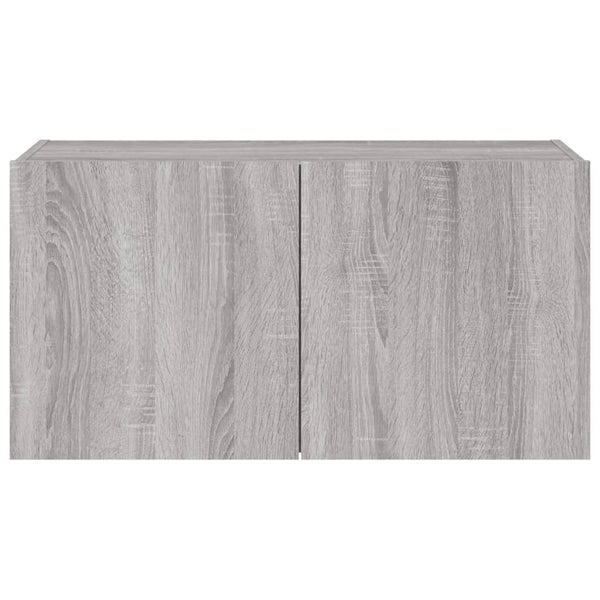 Grauer TV-Wandschrank Genutu 80x35x41cm (mit LED-Beleuchtung Sonoma)