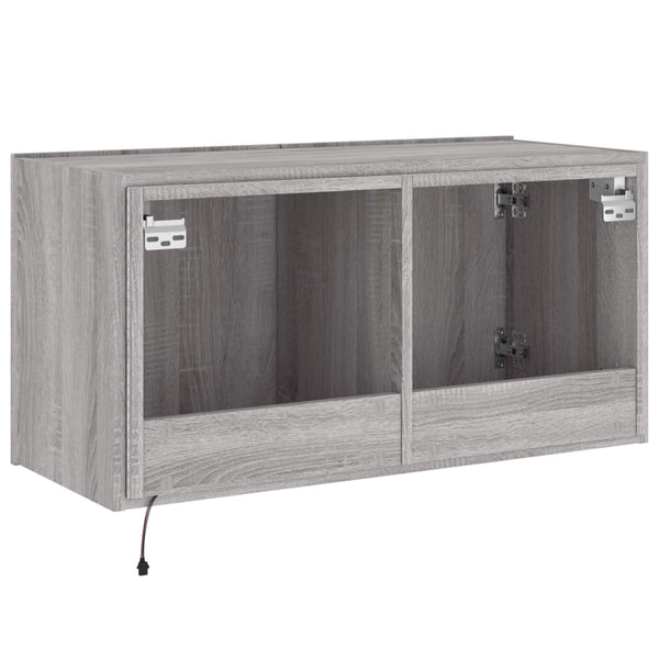 Grauer TV-Wandschrank Genutu 80x35x41cm (mit LED-Beleuchtung Sonoma)
