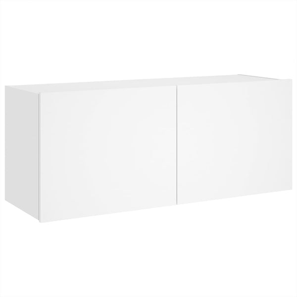 Weißer TV-Wandschrank Genutu 100x35x41cm (mit LED-Beleuchtung)
