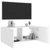 Weißer TV-Wandschrank Genutu 100x35x41cm (mit LED-Beleuchtung)
