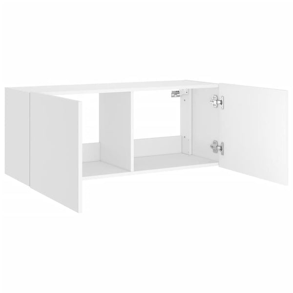 Weißer TV-Wandschrank Genutu 100x35x41cm (mit LED-Beleuchtung)