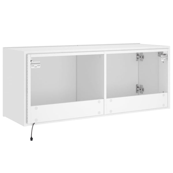 Weißer TV-Wandschrank Genutu 100x35x41cm (mit LED-Beleuchtung)