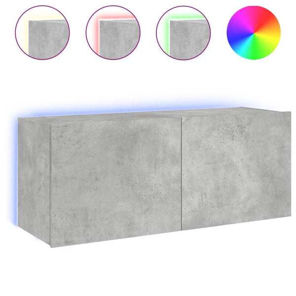 TV-Wandschrank Genutu betongrau 100x35x41cm (mit LED-Beleuchtung)
