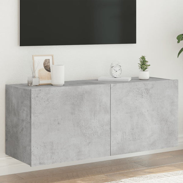 TV-Wandschrank Genutu betongrau 100x35x41cm (mit LED-Beleuchtung)