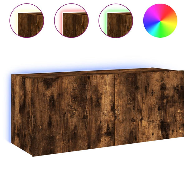 Savanneiche TV-Wandschrank Genutu 100x35x41cm (mit LED-Beleuchtung)