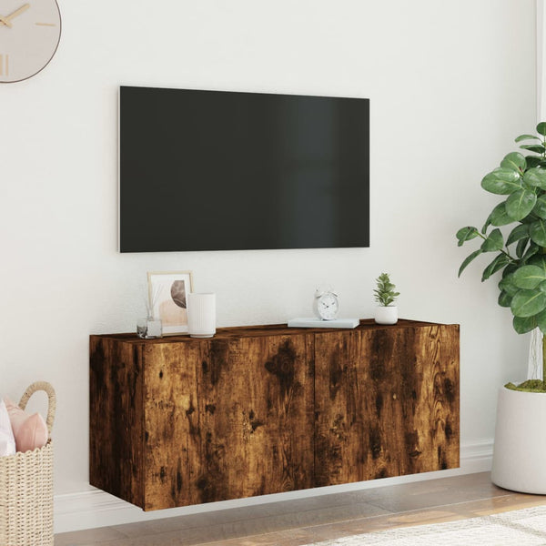 Savanneiche TV-Wandschrank Genutu 100x35x41cm (mit LED-Beleuchtung)