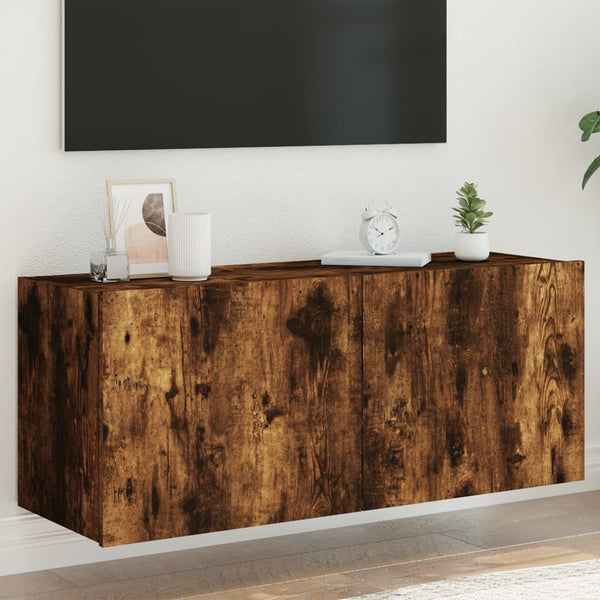 Savanneiche TV-Wandschrank Genutu 100x35x41cm (mit LED-Beleuchtung)