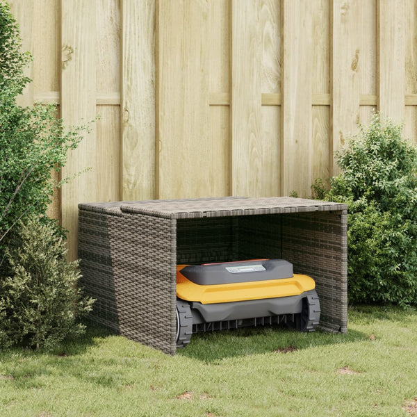 Graues Mähroboter-Garagenhaus Lea 86x90x52/57cm (Polyrattan)