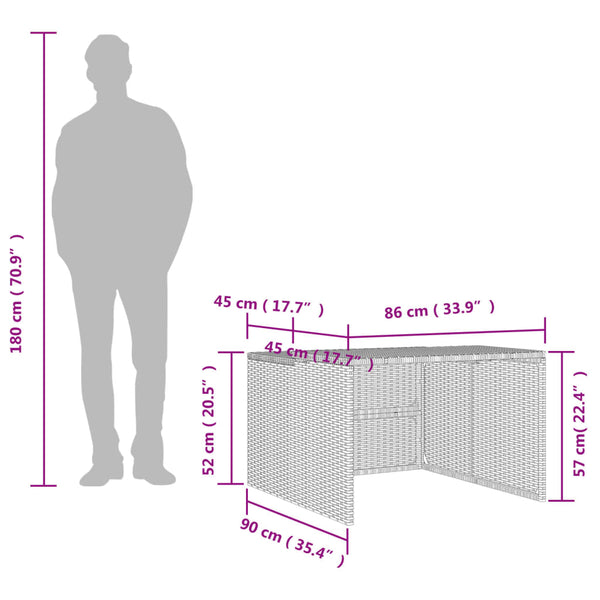 Graues Mähroboter-Garagenhaus Lea 86x90x52/57cm (Polyrattan)