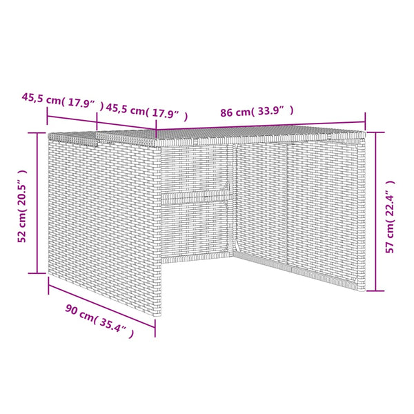 Graues Mähroboter-Garagenhaus Lea 86x90x52/57cm (Polyrattan)