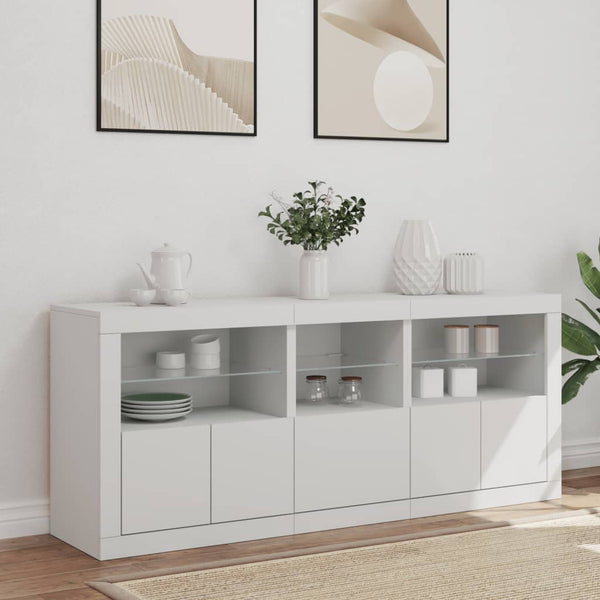 Weißes Sideboard mit LED-Beleuchtung Teri 162x37x67cm