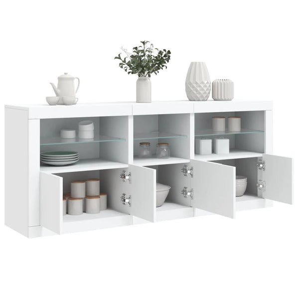 Weißes Sideboard mit LED-Beleuchtung Teri 162x37x67cm