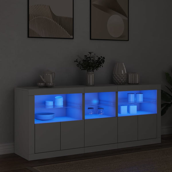 Weißes Sideboard mit LED-Beleuchtung Teri 162x37x67cm