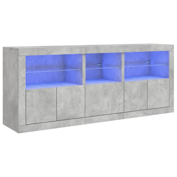 Sideboard Teri betonggrau mit LED-Beleuchtung 162x37x67cm