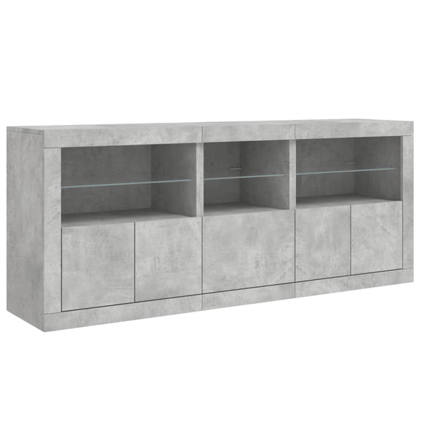 Sideboard Teri betonggrau mit LED-Beleuchtung 162x37x67cm