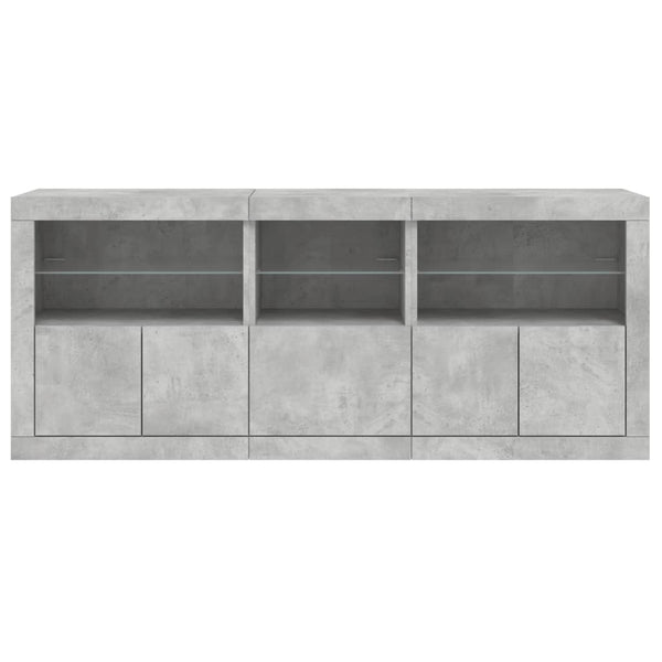 Sideboard Teri betonggrau mit LED-Beleuchtung 162x37x67cm