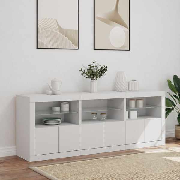 Weißes Sideboard mit LED-Beleuchtung Layla 181,5x37x67cm