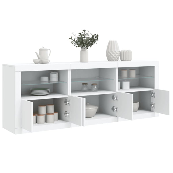 Weißes Sideboard mit LED-Beleuchtung Layla 181,5x37x67cm