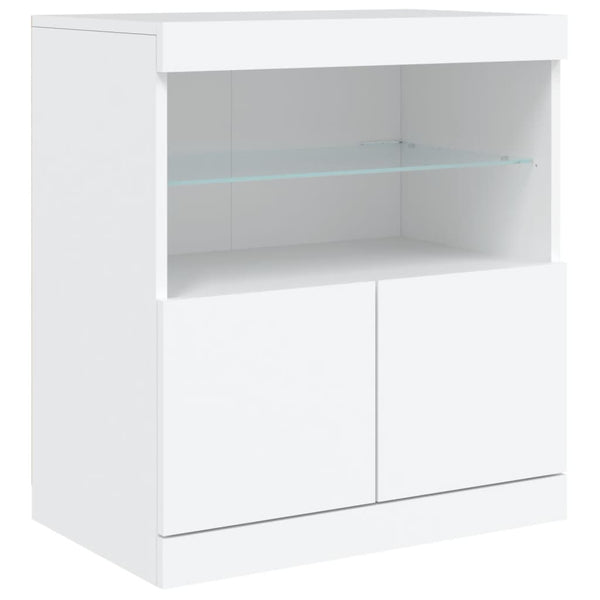 Weißes Sideboard mit LED-Beleuchtung Layla 181,5x37x67cm